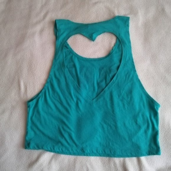 PINK Victoria's Secret Heart Shape Back Turquoise Muscle Tee - Picture 5 of 5